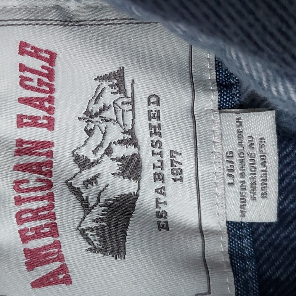 American Eagle Large Button Down Blues/White Shirt - image 5